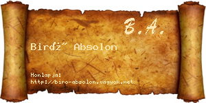 Biró Absolon névjegykártya